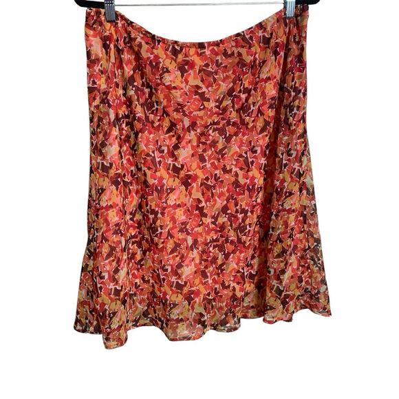 Colorful Skirt Womens Size 16 Orange Red Brown Flirty Pull On Flowy Beach Party - Picture 2 of 9